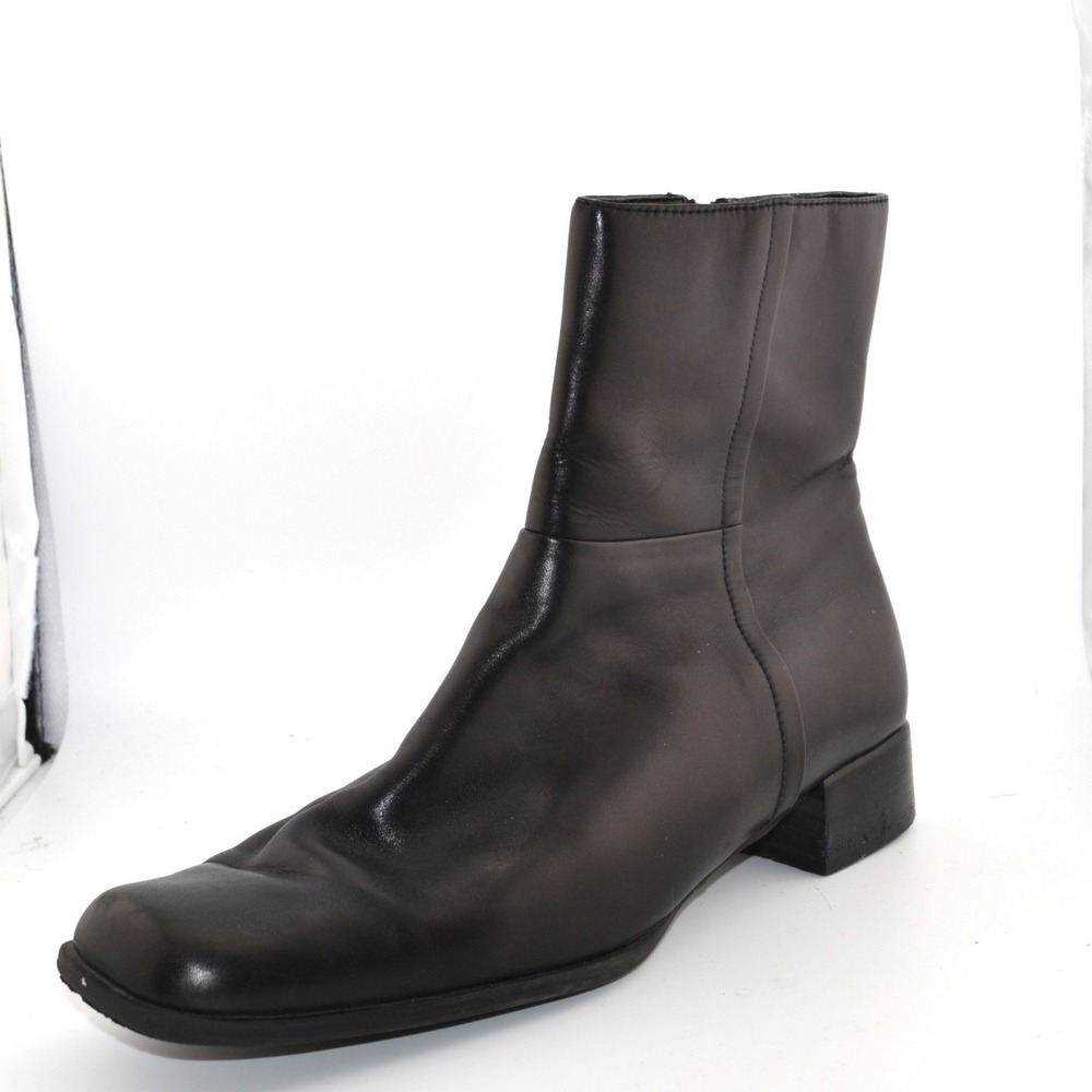 Etienne Aigner Ankle Boots Women 9.5 Black Square Toe Leather Womens‎ Sexy Date